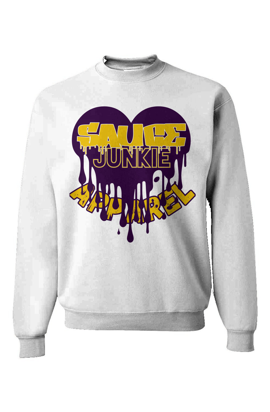 Sauce Junkie | Dripping Heart Logo Crewneck Sweatshirt – Streetwear Pullover.