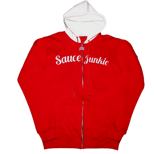 Sauce Junkie | Zip Up Hoodie- Fleece Full Zip Sweatshirt for Casual Streetwear